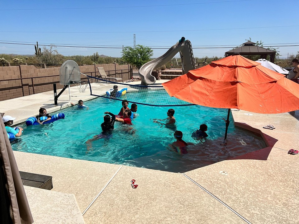 Monthly pool parties and card games